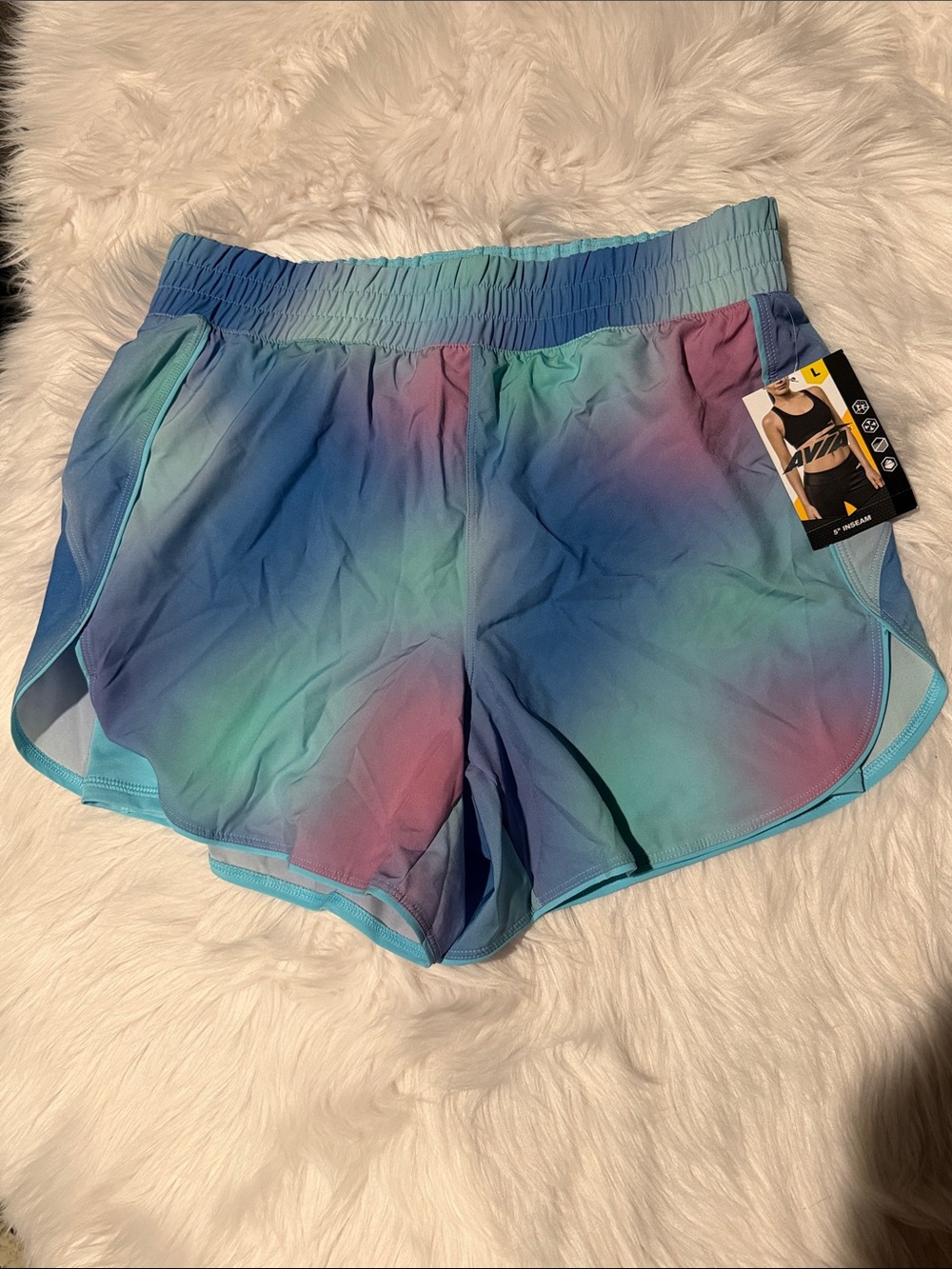 Avia Women's Ombre Blue Pink Green Athletic Shorts